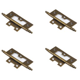 Leliafleury 4Pcs Flush Door Hinges 2 Inch Cabinet Mute Hinges Butt Hinges for Window Cabinets Closet Drawer Boxes, Bronze