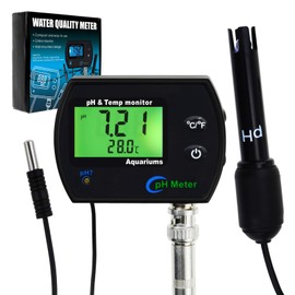 GAIN EXPRESS 2-in-1 PH and Temperature Monitor, PH Measuring Instrument, PH Meter, Measuring Range 0-14 pH, Water Quality Measurement, Aquarium, Hydroponics, Backlight Function, Replaceable