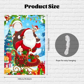 MEHOFOND 59x39.4inch Santa Face Banner Winter Photo Booth Prop Accessories Face Game Background Decoration Sleigh Gift Accessories