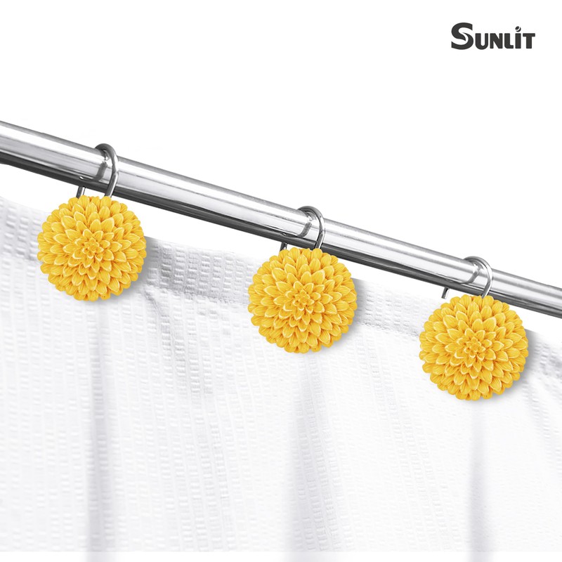 Sunlit Decorative Floral Shower Curtain Hooks, Dahlia Pinnata Flower Shower