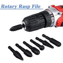 Eyech 10Pcs Rotary Burr Rasp Set Wood Carving File Rasp Drill Bits 1/4'' Hex Shank Rotary Rasp File Set Fit for DIY Woodworking Wood Plastic Carving Polishing Grinding Engraving