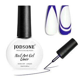 JODSONE 10ml Nail Art Gel Liner Dark Blue Gel Nail polish with Thin Brush Need U V Lamp Cured at Home DIY Gift for Girls