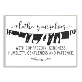 The Stupell Home Decor Collection Clothe Yourselves with Compassion Clothesline Wall Plaque, 10 x 15, Multi-Color