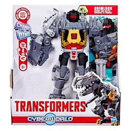 Transformers Cyberworld Grimlock Chomp & Battle - Figura de acción de 9 pulgadas, cambio rápido al modo Dino, juguetes robot para niños y niñas, rellenos de calcetines de Navidad para niños, a partir
