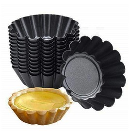 MGGi 12 Pack Egg Tart Mold, Bigger Size 3 x 0.9inch, Non-Stick Carbon Steel Molds - Mini Pie Mould, Muffin Cupcake Pudding Maker - for Pies, Chinese Egg Tart, Cakes
