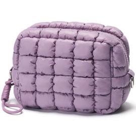 Unilily Quilted Makeup Bag Puffy Cosmetic Bag Cute Puffer Travel Toiletry Bag for Women, Small Makeup Pouch for Purse Quilted Cosmetic Pouch for Essentials Toiletries, Christmas Gift for Women, Girls