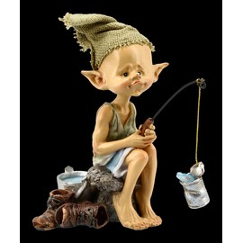 Pixie Leprechaun Figure - Fisherman Petri Heil | Gnome Dwarf Decoration