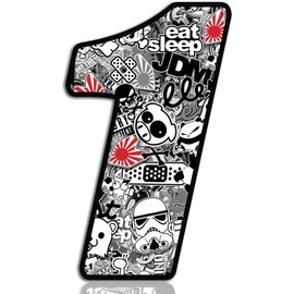 Biomar Labs® Start Number Car Moto Vinyl Sticker Bomb Sticker White Motorcycle Motocross Motorsport Racing Number Tuning (1) N 341