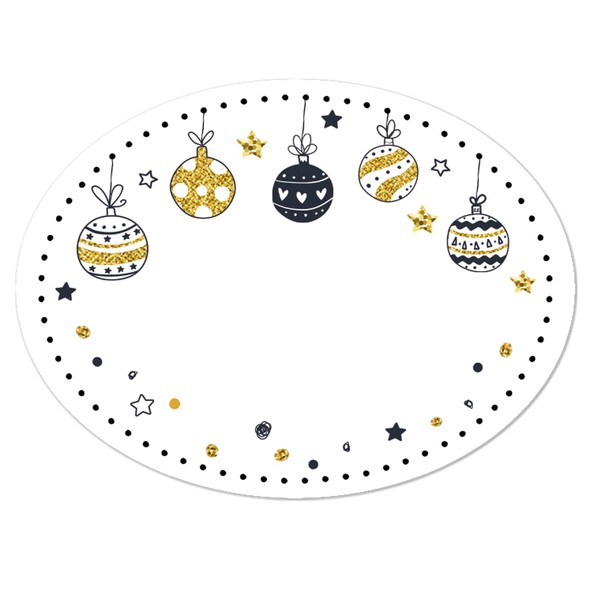 Logbuch-Verlag 200 Christmas Labels for Labelling, Black, White, Gold, Gift