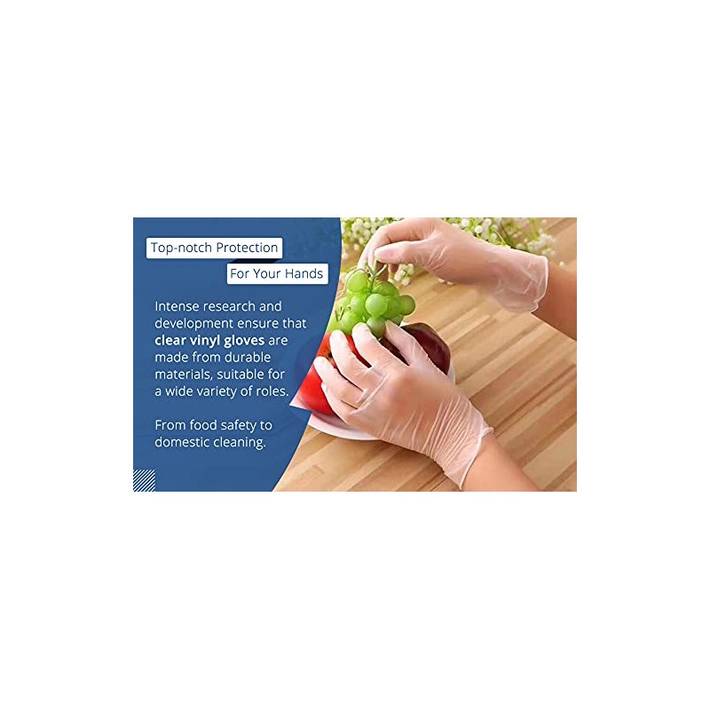 1ABOVE 100 Clear Vinyl Disposable Gloves | Latex | Powder
