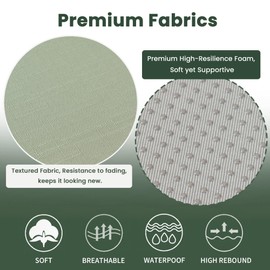 Battilo Chair Cushions for Dining Chairs with Ties, Indoor/Outdoor Kitchen Chair Pad with Non-Slip Backing, Dining Seat Cushion with Machine Washable Removable Cover, 16"x16"x2", Set of 4, Sage Green