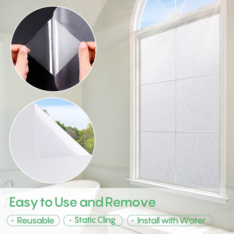 Coavas Window Privacy Film Sun Blocking Frosted Glass Window Clings