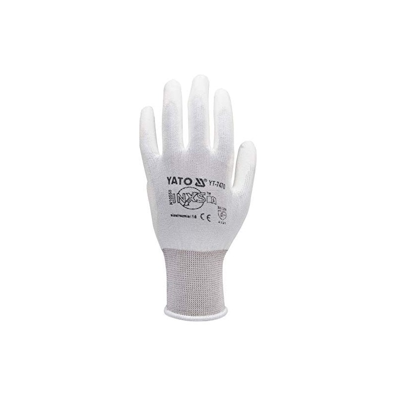 GLOVES NYLONPU WHITE 10