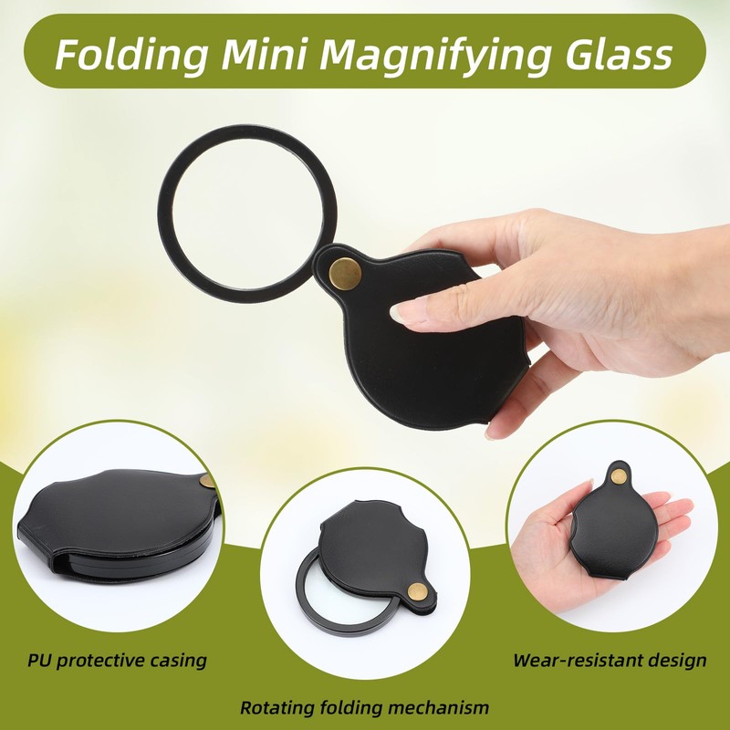 2 Pcs 20X Pocket Magnifying Glass, Rotating Folding Mini Magnifier
