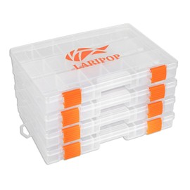 LARIPOP Fishing Tackle Box Set with Adjustable Dividers, Transparent Organizer Tray, Plastic Tool Box, Bait Separator -Angler's equipment lure box - 2 Packs /4 Packs Tackle Trays - Parts Box