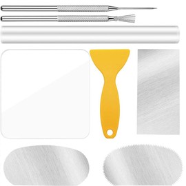 8Pcs Polymer Clay Tools Kit, Acrylic Roller Pin, Clear Cutting Board, Stainless Slicer, Texture Wire, Detail Needle and Scraper for Modeling, Jewelry Making, DIY Craft Supplies