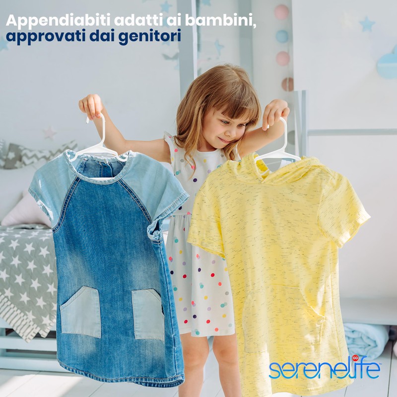 SereneLife 20 Grucce Appendiabiti in Plastica, Appendiabiti Antiscivolo e Salvaspazio