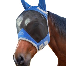 Harrison Howard CareMaster Pro Luminous Horse Fly Mask Standard with Ears UV Protection for Horse Red M Cob