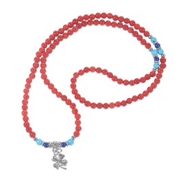 TUMBEELLUWA Prayer Beads Stone Bracelets for Women, Stretchy Multilayer Bracelet with Leaf Clover Lucky Charms, Carnelian