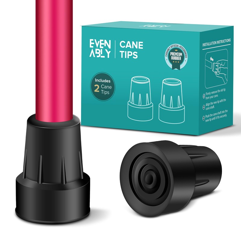 EVENABLY Cane Tips with Metal Insert – Durable Replacement for