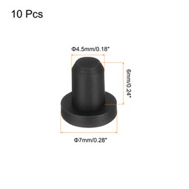 MECCANIXITY High Temp Silicone Plug Mount Dia 4.5mm/0.18 Inch T Shaped Solid Rubber Stopper Hole Plugs for Coating Plating Waterproof Sealing Plugs Black Pack of 10(OD 7.4mm/0.29 Inch)