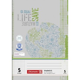 Brunnen 104510501 Recycled Exercise Book DIN A5 16 Sheets Easy to Handle