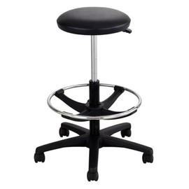 Pemberly Row Contemporary Adjustable Backless Drafting Chair in Black