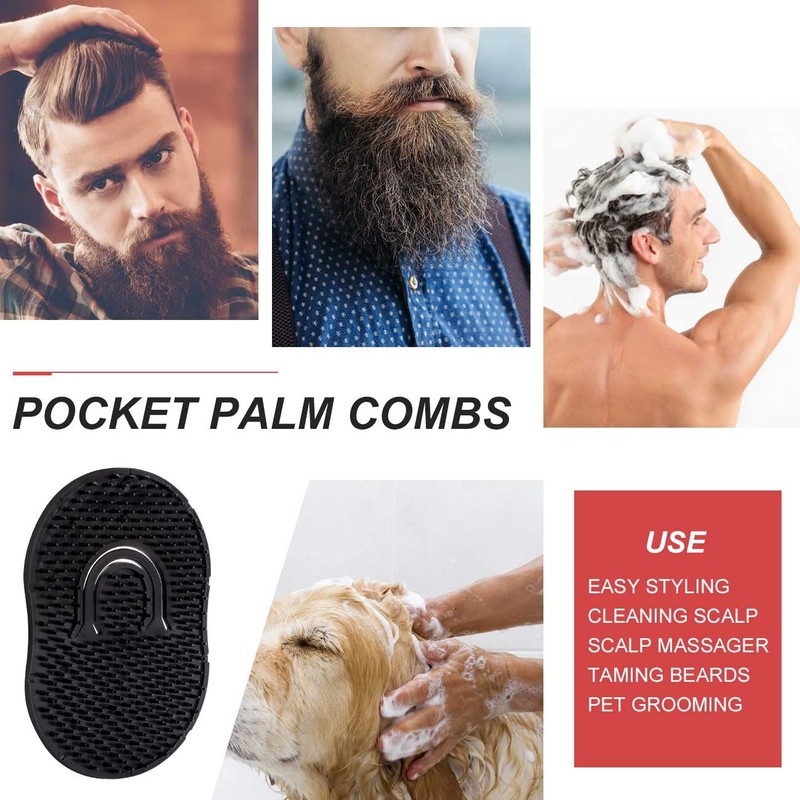 Portable Grooming Set: Plastic Massage Combs, Beard Brush, Scalp Shampoo