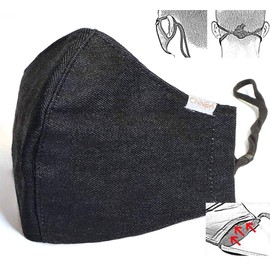 CINNEA® Jeans Adjustable Mouth Guard Mask Dark Denim Black 2 Wearing Styles