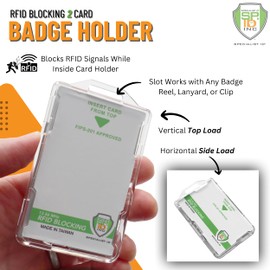 SPECIALIST ID RFID Blocking Badge Holder - Secure 2 Card Holder for Government, HSPD-12, CAC, TWIC, PIV, Smart Cards - Durable Hard Plastic, Dual Sided, RFID Badge Protection (Clear)