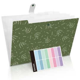 KONVINIT Expanding File - Document Folder A4 Folder with 5 Compartments File Folder Floral Pattern Folder System for Women/Girls, Wedding Preparation, Office Documents & School Supplies