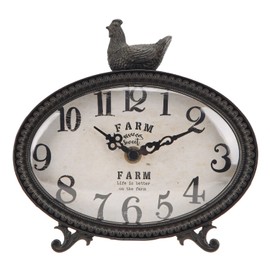 NIKKY HOME Vintage Table Clock, Retro Non-Ticking Desk Clock, Black Table Clocks for Living Room, Bedroom, Shelf, Fireplace, Farmhouse Decor Black