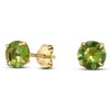 Solid 14K Yellow Gold Round Solitaire Simulated-Birthstone Minimalist Stud Earring