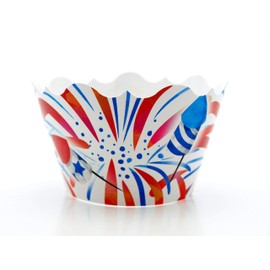 4th of July Party Supplies Cupcake Wrappers (12 Pack) - USA Red, White & Blue Independence Day Party Ideas, Fourth of July Fireworks Decorations, July 4th Party Favors