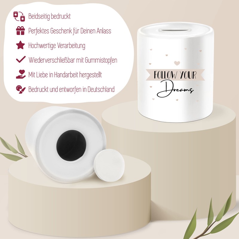 UP-SD-11 Boho Money Box Follow Your Dreams with Hearts One