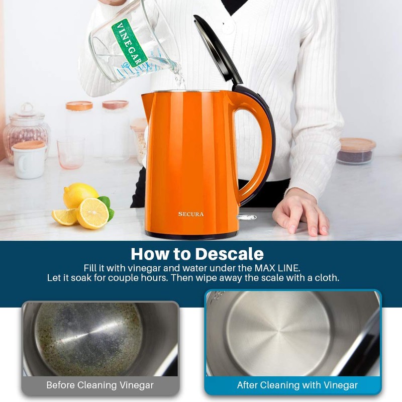 Secura Original Stainless Steel Double Wall Electric Water Kettle 1.8