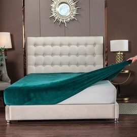 Soifox Jersey Warm Fitted Sheet 180 x 200 cm to 200 x 200 cm Plush Fleece Velvety Soft Cuddly Fluffy Cashmere Touch Bed Sheet for Box Spring Bed Topper Mattress Anthracite with Elastic Band