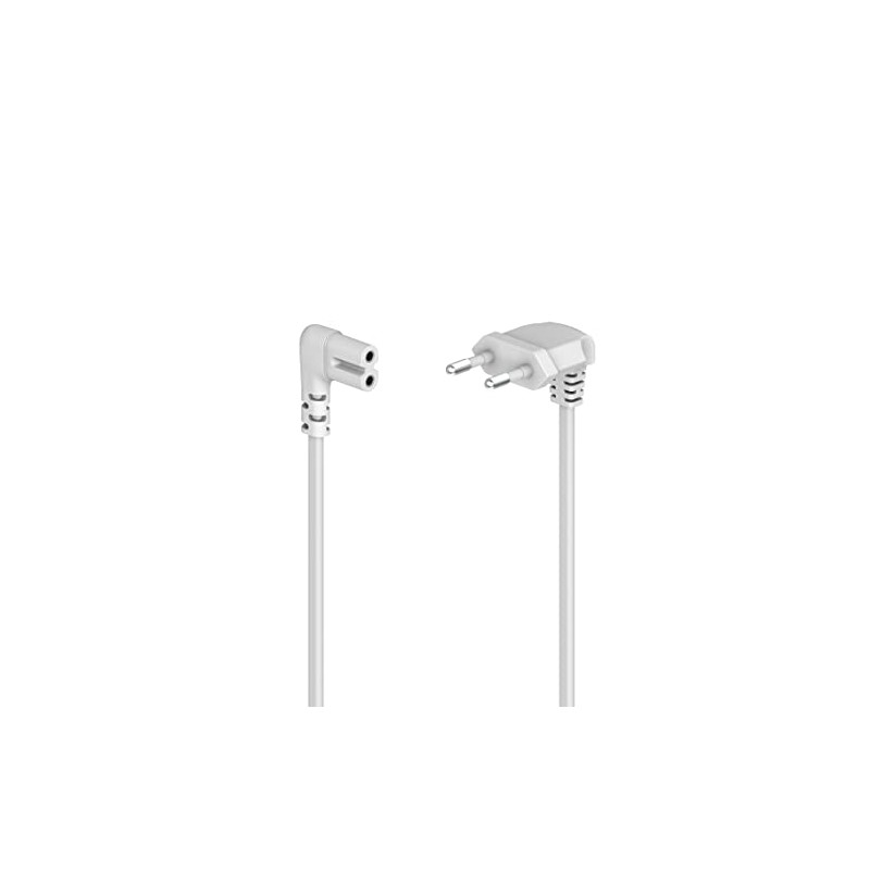Hama Power cable, angled, 2 pin, Euro plug, 5 m