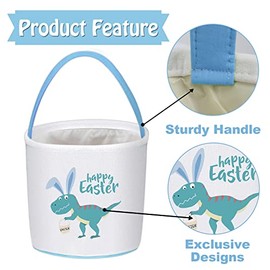 PARTYWIND PARTYWIND Easter Baskets for Kids, Dinosaur Easter Basket with Handle for Egg Hunt Games, Surprise for Boys and Girls, Party Supplies Favors