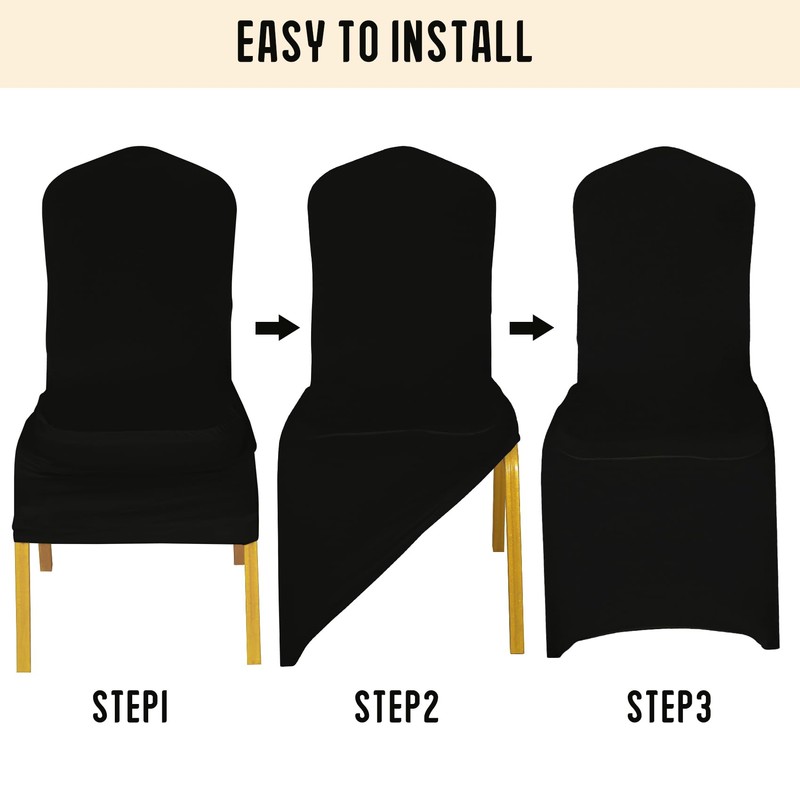 JALANCY 1 Pack Black Stretch Polyester Spandex Chair Covers Universal