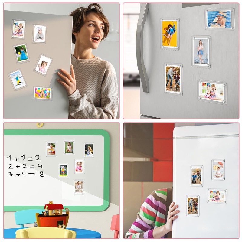 saerryor 12 Pack Acrylic Fridge Magnetic Frame, 2.36 x 3.54