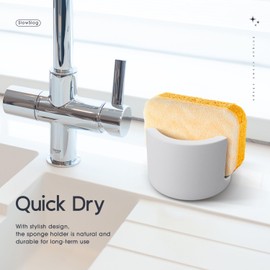 Slow Slog Diatomite Sponge Holder, Quick Dry Stone Sponge Holder for Kitchen Sink Organizer, Diatomaceous Earth Sponge Holder, Absorbent Sink Sponge Holder, Gray