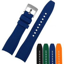 Strapseeker Dexter - Correa de Silicona de Alta Calidad con Extremo Curvado - Pulseras de Reloj para Hombres y Mujeres - Brazalete de Caucho Resistente al Agua para Relojes Deportivos y de Buceo (Azul, 18mm)
