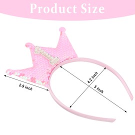 Jaciya Birthday Crown Headband Pink Party Crown One Year Old 1st Birthday Decorations Girl Sparkling Tiara Pearl Hairband
