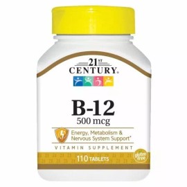 21st Century Vitamin B-12 500 mcg Vitamin Supplement Tablets 110 Count Pack of 2