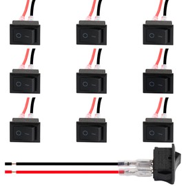 10pack Kcd1 Rocker Switch,Black 2pin On Off Switch Pre-Wired Latching Rectangle Toggle SPST Snap for Boat