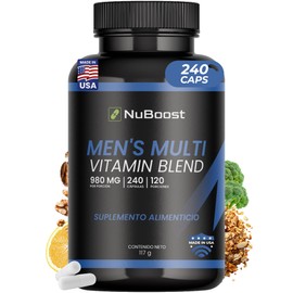 NuBoost Multivitamínico Hombre 980 mg - 240 Cápsulas - 120 Porciones - Vitaminas para Hombre con Zinc, Magnesio, Maca y Ginseng - Multivitaminas y Min