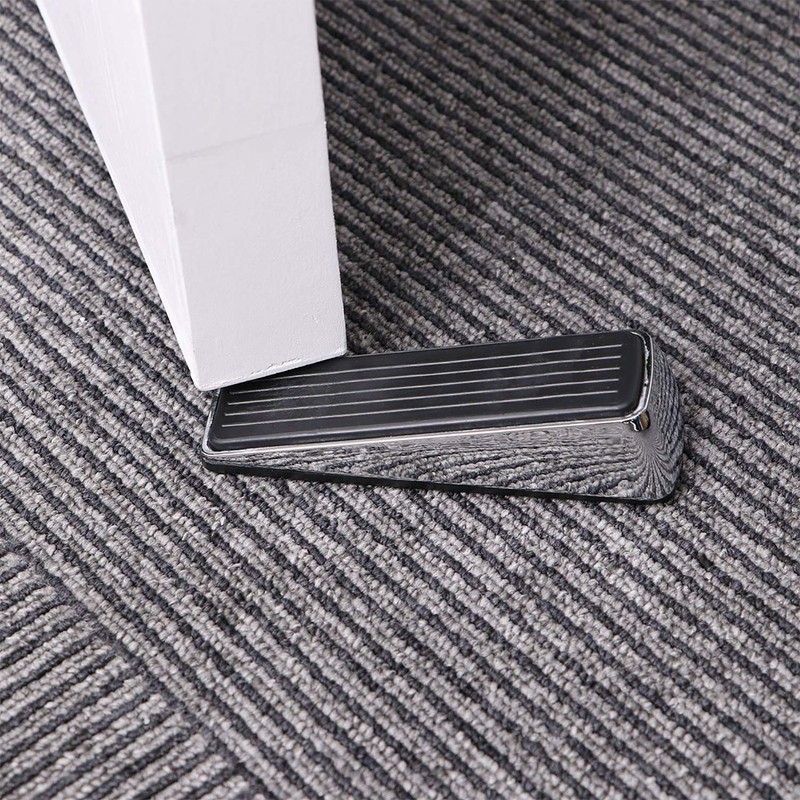 XFORT 3 Pack Door Wedge Polished Chrome, Door Jammer, Non-Slip