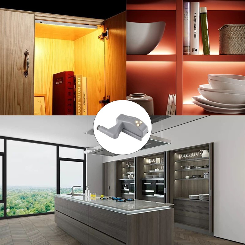 CaoXiong 9 Pcs Cabinet Cupboard Hinge LED Light Universal Sensor