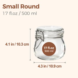 ComSaf Airtight Glass Jars with Lids 17oz Small Food Storage Container Set of 6 - Airtight Canister with Clear Preserving Seal Wire Clip Fastening for Kitchen Canning Pickling Mason jars